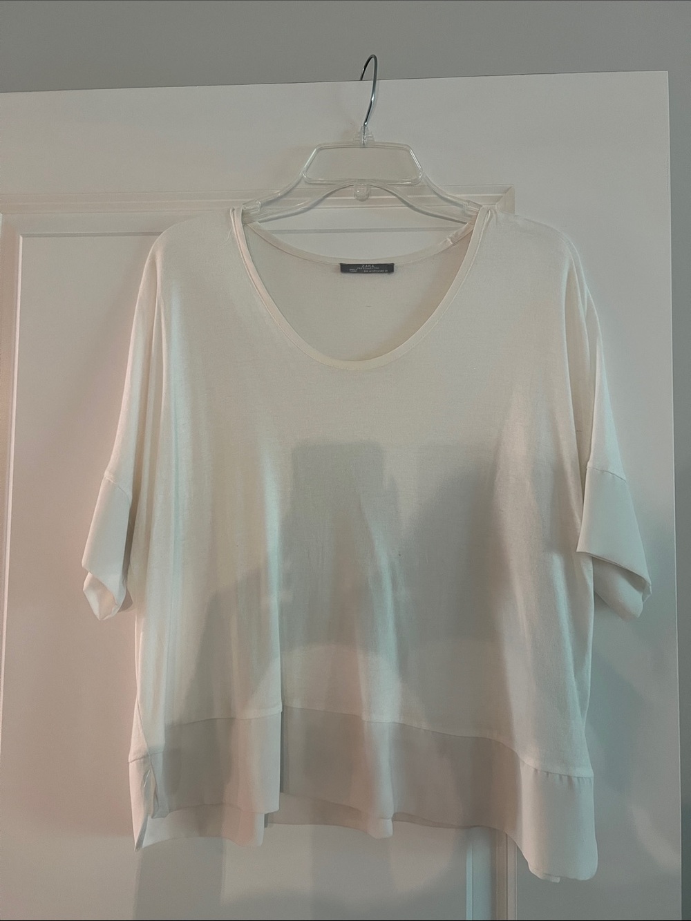 Zara Cream Short-Sleeve Draped Tunic